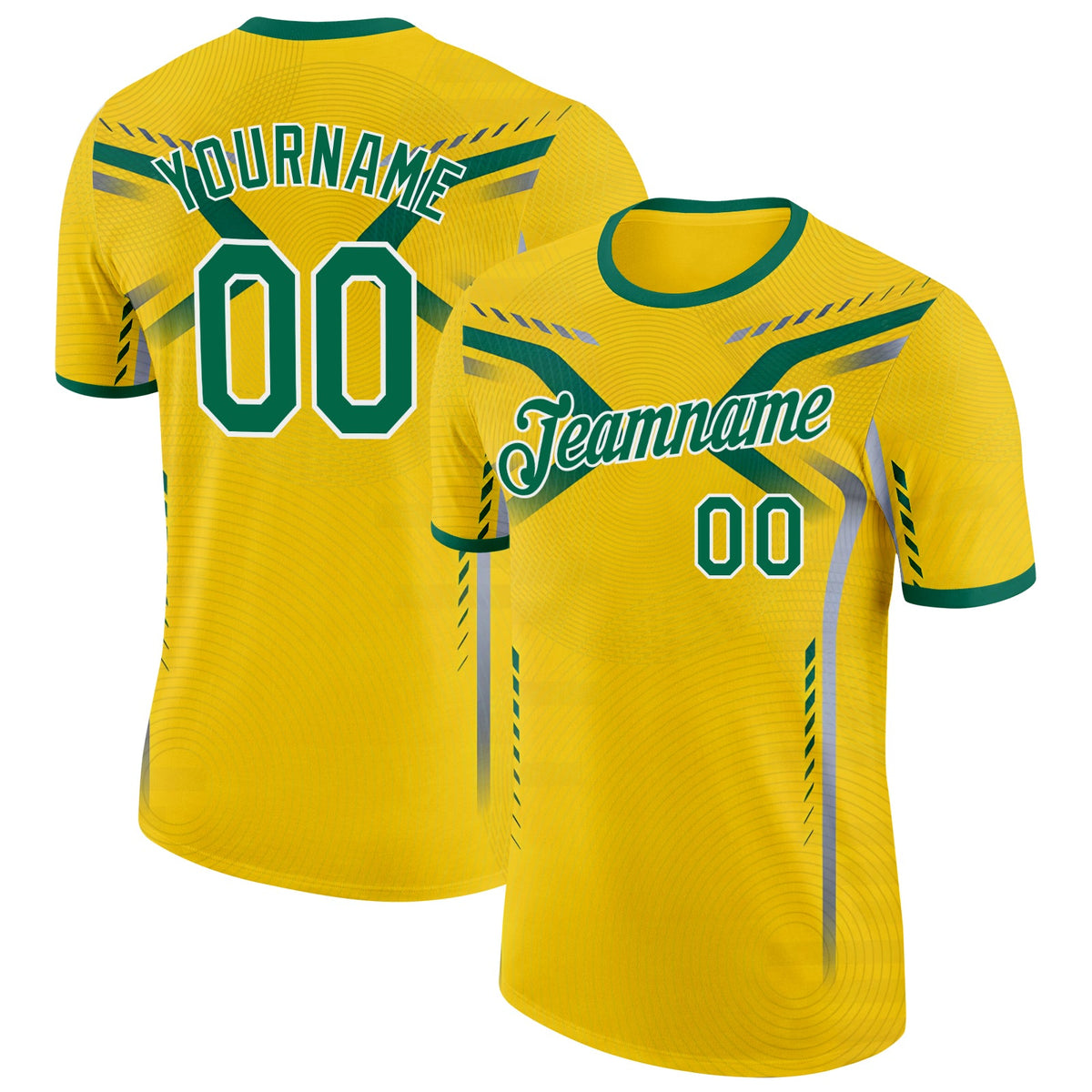 Custom Yellow Green-White Australian Soccer Jersey Performance T-Shirt