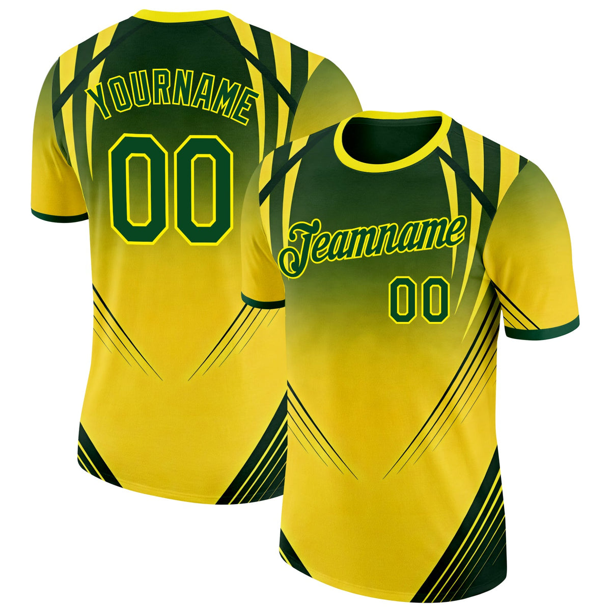 Custom Yellow Green Light Yellow-Black Australian Soccer Jersey Performance T-Shirt