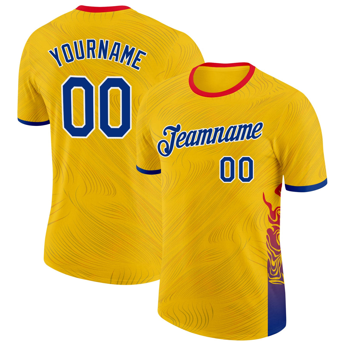Custom Yellow Royal Red-White Romania Soccer Jersey Performance T-Shirt