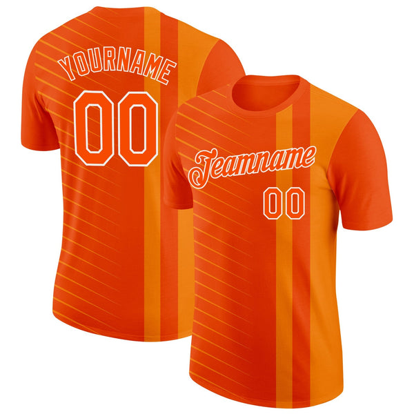 Custom Orange White Netherlands Line Soccer Jersey Performance T-Shirt