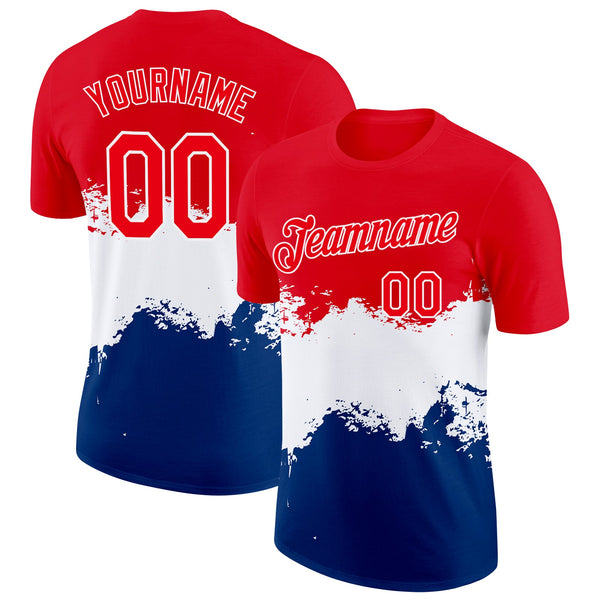 Custom Fire Red White-Blue Netherlands Soccer Jersey Performance T-Shirt