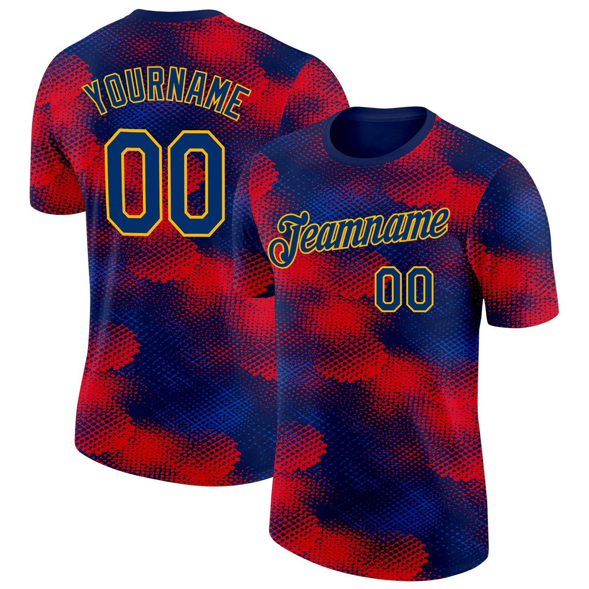 Custom Navy US Navy Blue Red-Gold Netherlands Abstract Pattern Soccer Jersey Performance T-Shirt