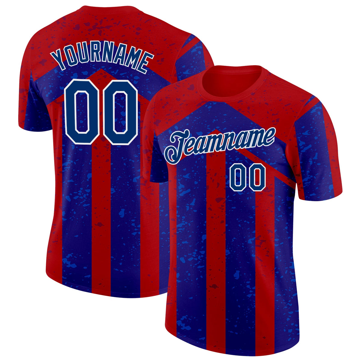 Custom Red US Navy Blue-White Netherlands Line Splash Soccer Jersey Performance T-Shirt