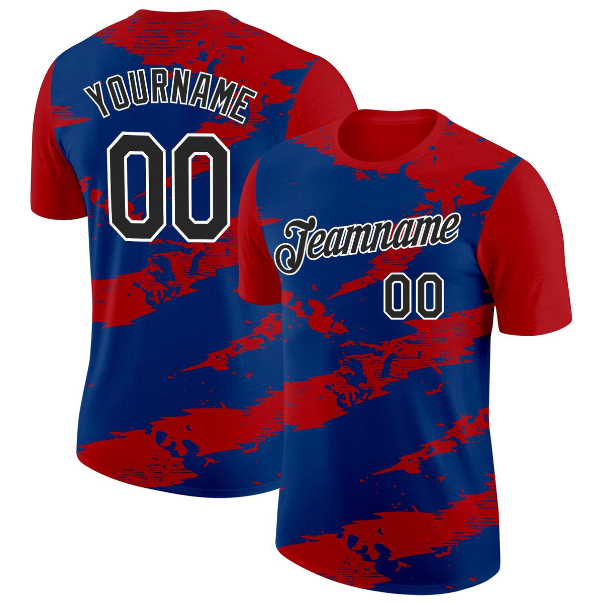 Custom Red Black Blue-White Netherlands Splash Soccer Jersey Performance T-Shirt
