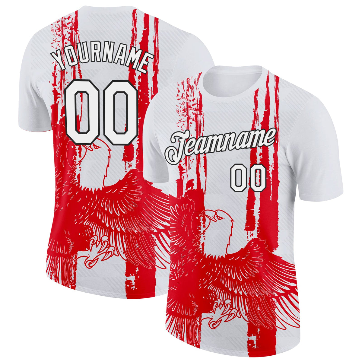 Custom White Red Gray-Black Tunisia Eagle Soccer Jersey Performance T-Shirt