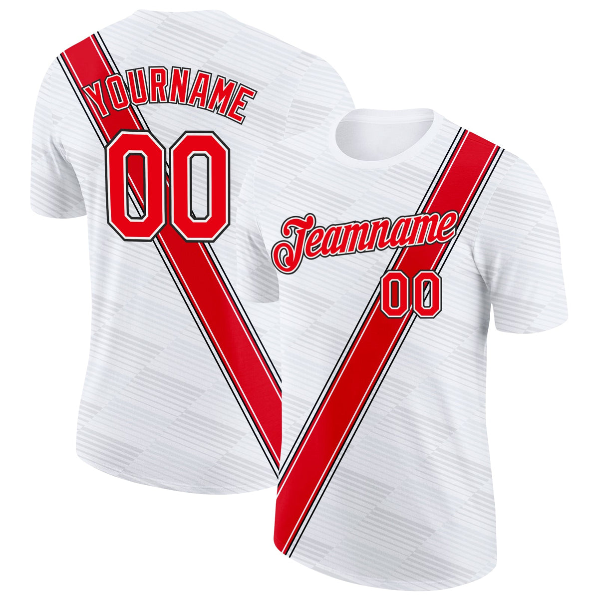 Custom White Fire Red-Black Canada Line Soccer Jersey Performance T-Shirt