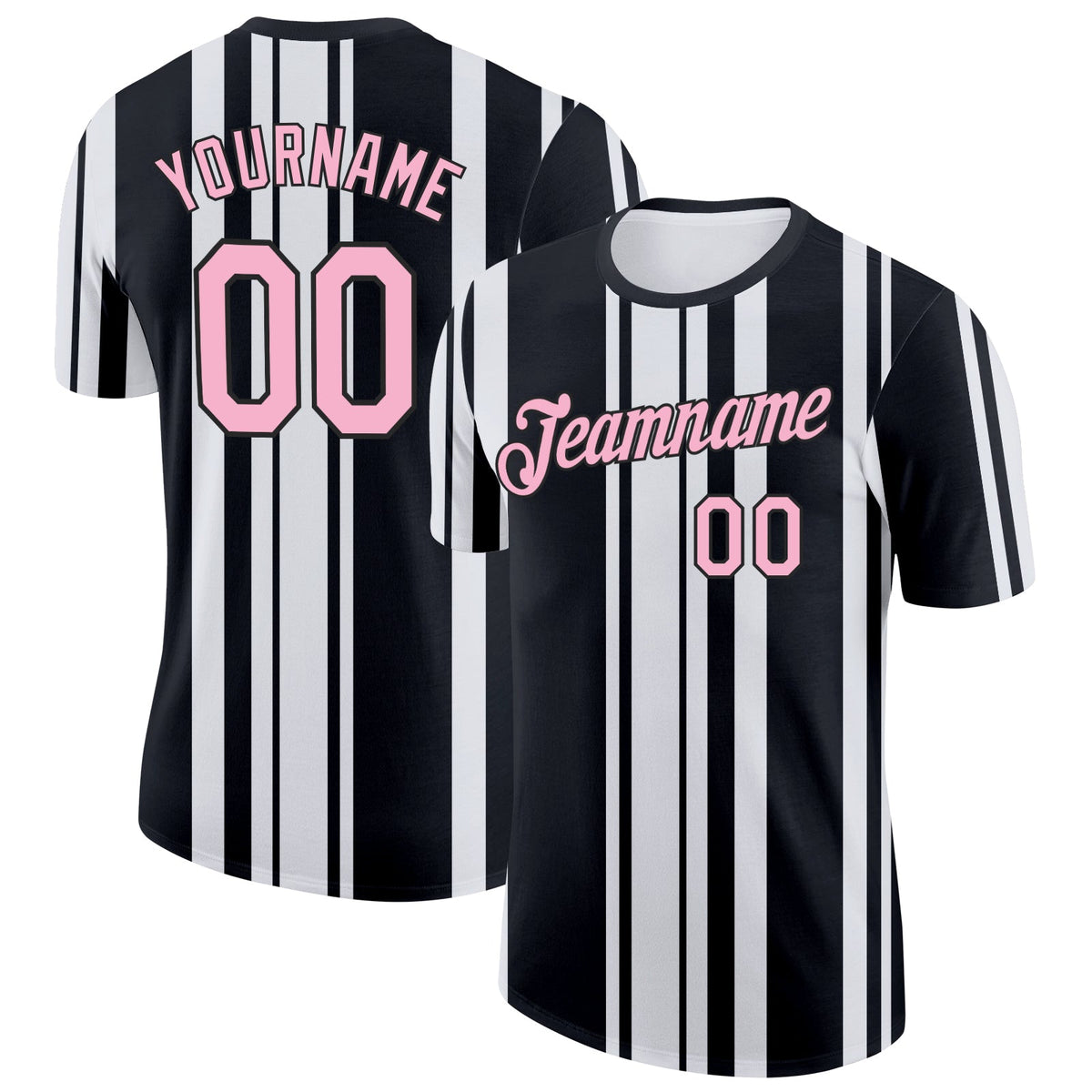 Custom Black Light Pink-White Italy Stripe Soccer Jersey Performance T-Shirt