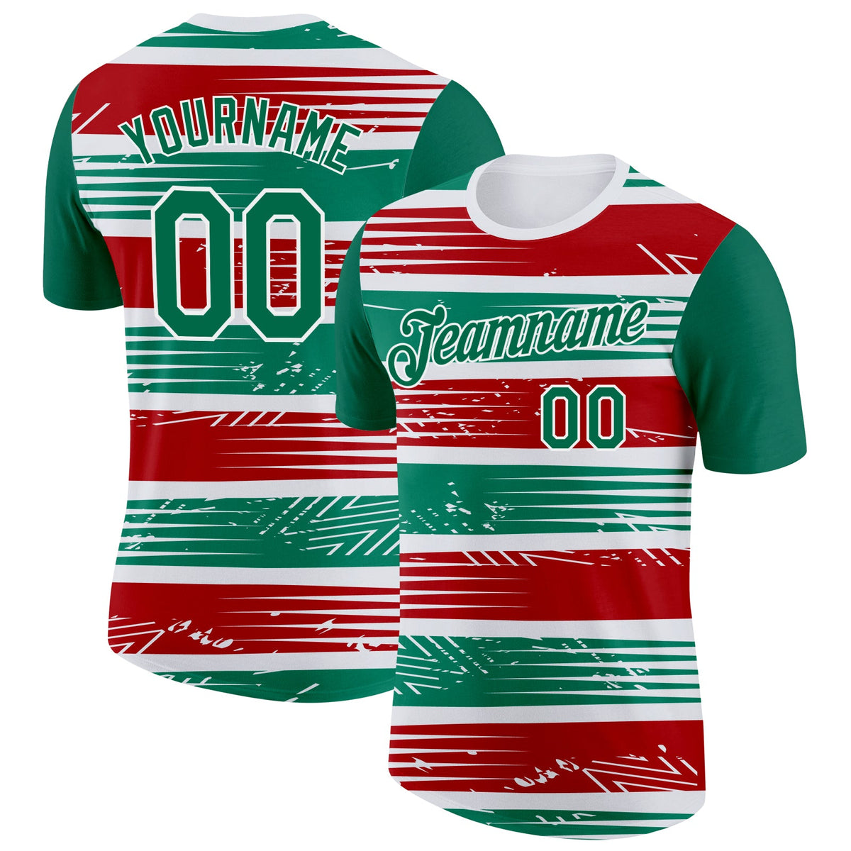 Custom White Kelly Green-Red Italy Line Soccer Jersey Performance T-Shirt