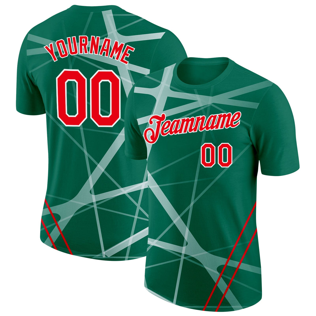 Custom Kelly Green Fire Red-White Italy Line Soccer Jersey Performance T-Shirt