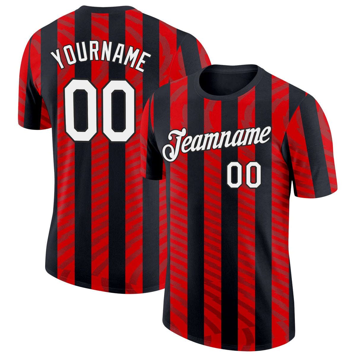 Custom Black White-Red Italy Stripe Soccer Jersey Performance T-Shirt