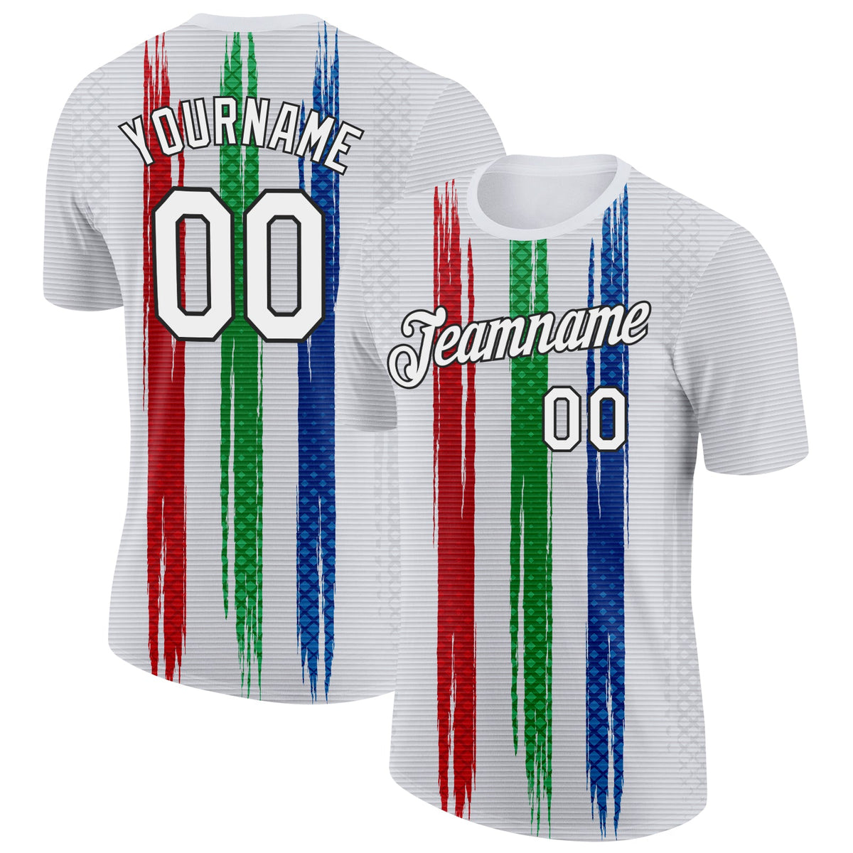 Custom White Blue Green Red-Black Italy Line Soccer Jersey Performance T-Shirt