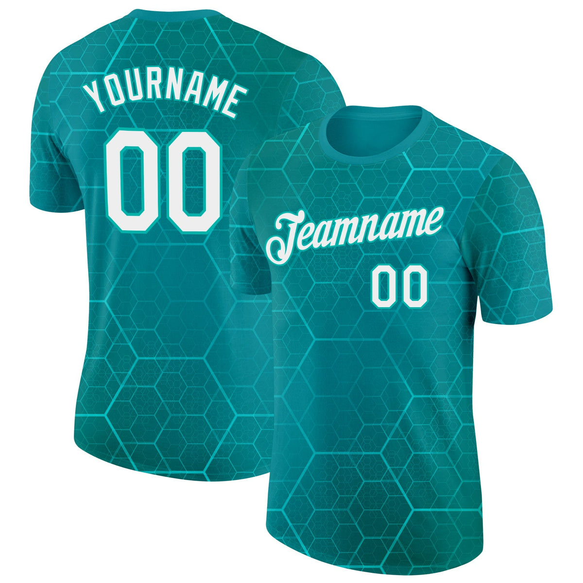 Custom Blue White-Aqua Northern Ireland Geometric Shape Soccer Jersey Performance T-Shirt