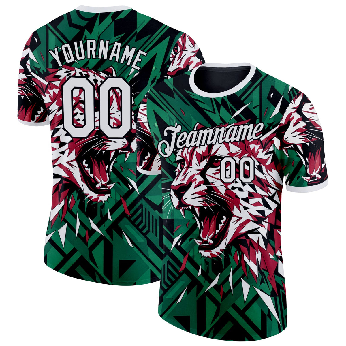 Custom Green White Black-Red Iran Leopard Soccer Jersey Performance T-Shirt