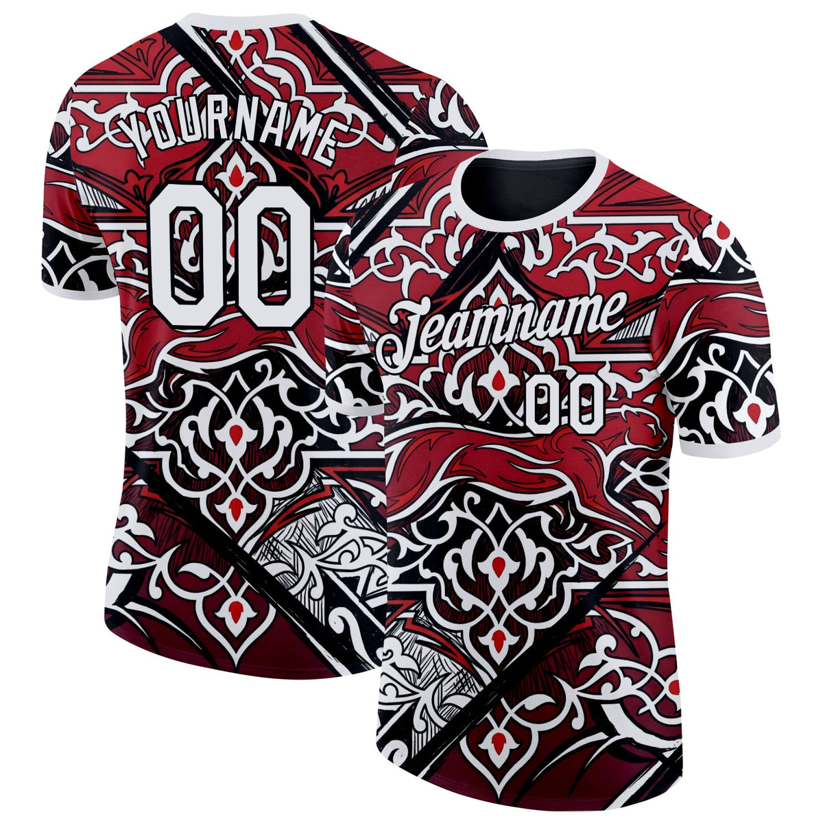 Custom Red White-Black Iran Soccer Jersey Performance T-Shirt
