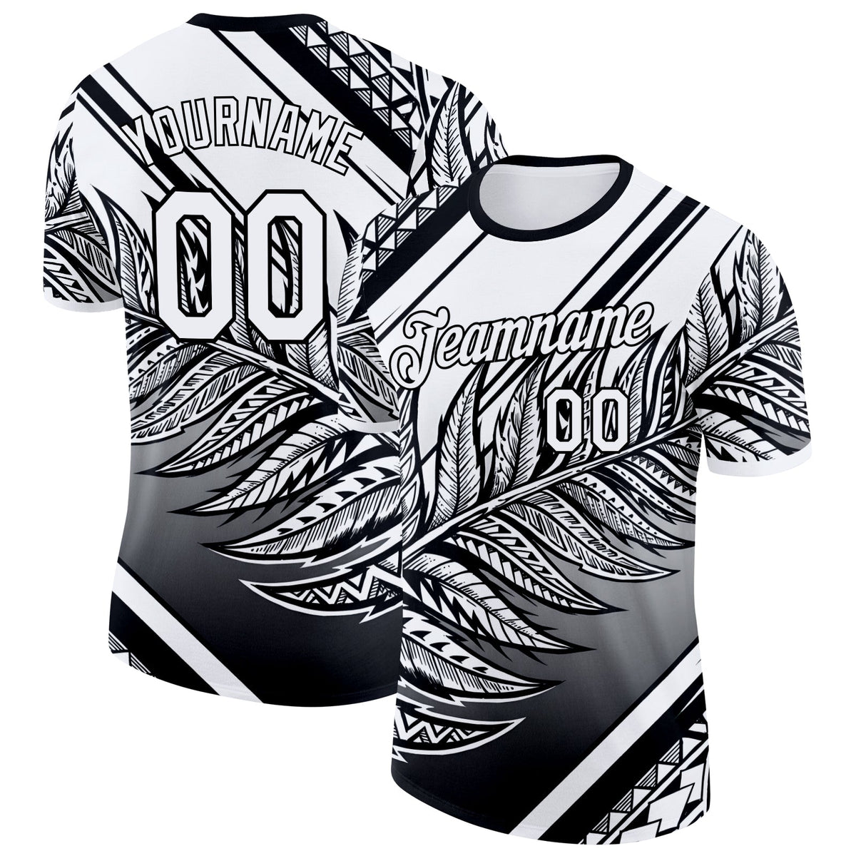 Custom White Black New Zealand Silver Fern Soccer Jersey Performance T-Shirt
