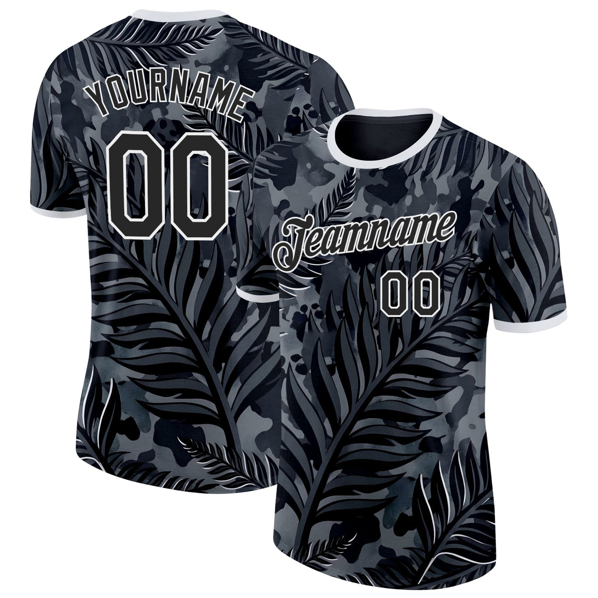 Custom Black White New Zealand Silver Fern Soccer Jersey Performance T-Shirt