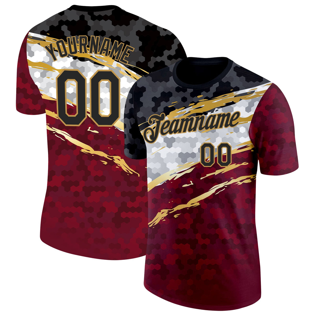 Custom Red Black Old Gold Gray-White Germany Splash Soccer Jersey Performance T-Shirt