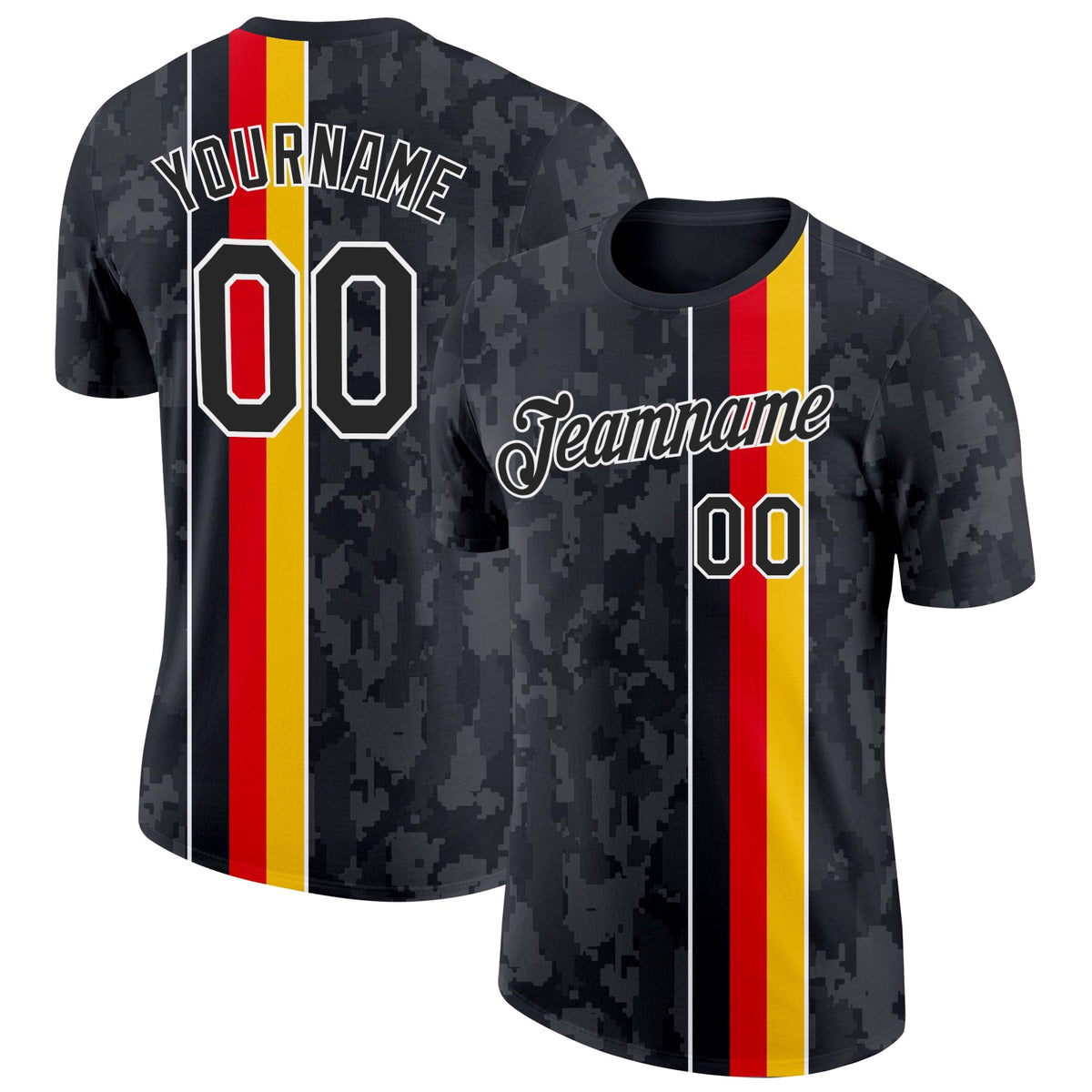 Custom Black Yellow Red-White Germany Stripe Soccer Jersey Performance T-Shirt