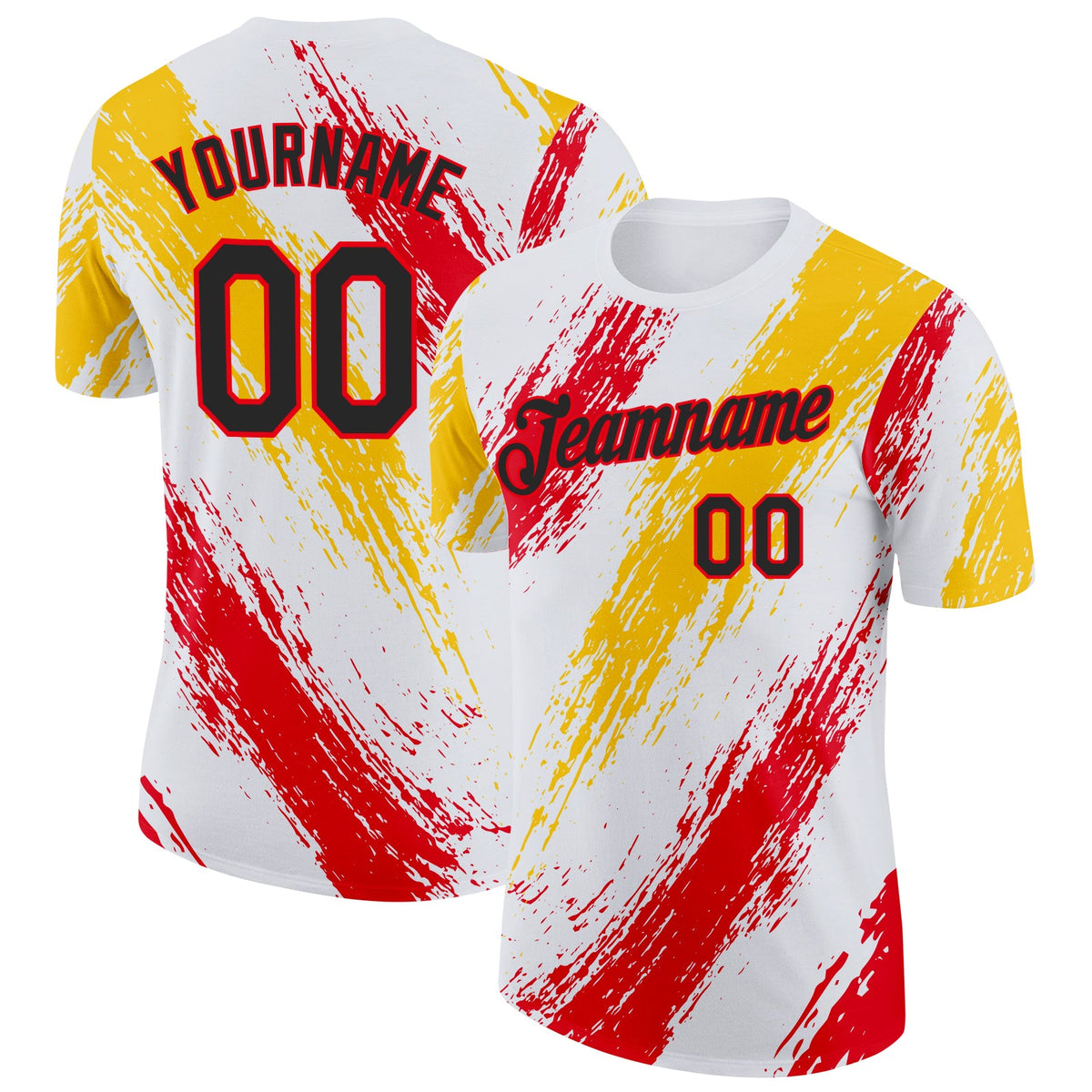Custom White Black Fire Red-Yellow Germany Splash Soccer Jersey Performance T-Shirt