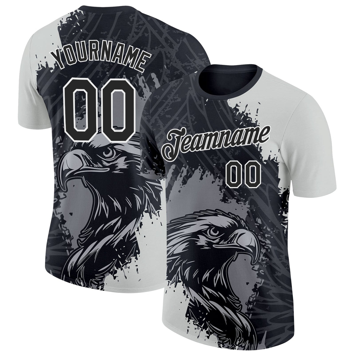 Custom Black Gray-White Germany Eagle Soccer Jersey Performance T-Shirt