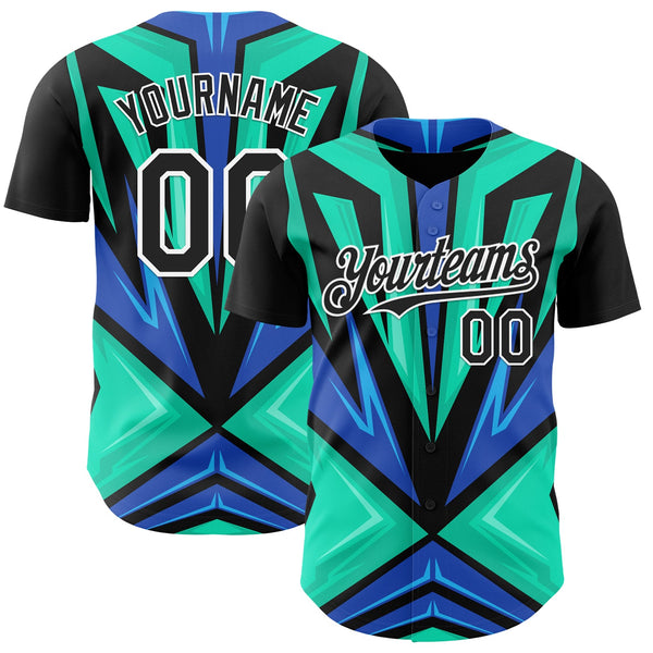 Custom Black White Aqua-Purple Car Racing Formula Auto Motorsport Authentic Baseball Jersey