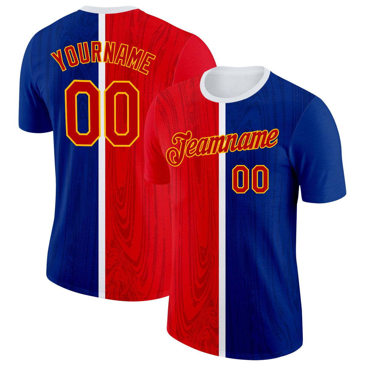 Custom Blue Red Gold-White Haiti Subtle Soccer Jersey Performance T-Shirt