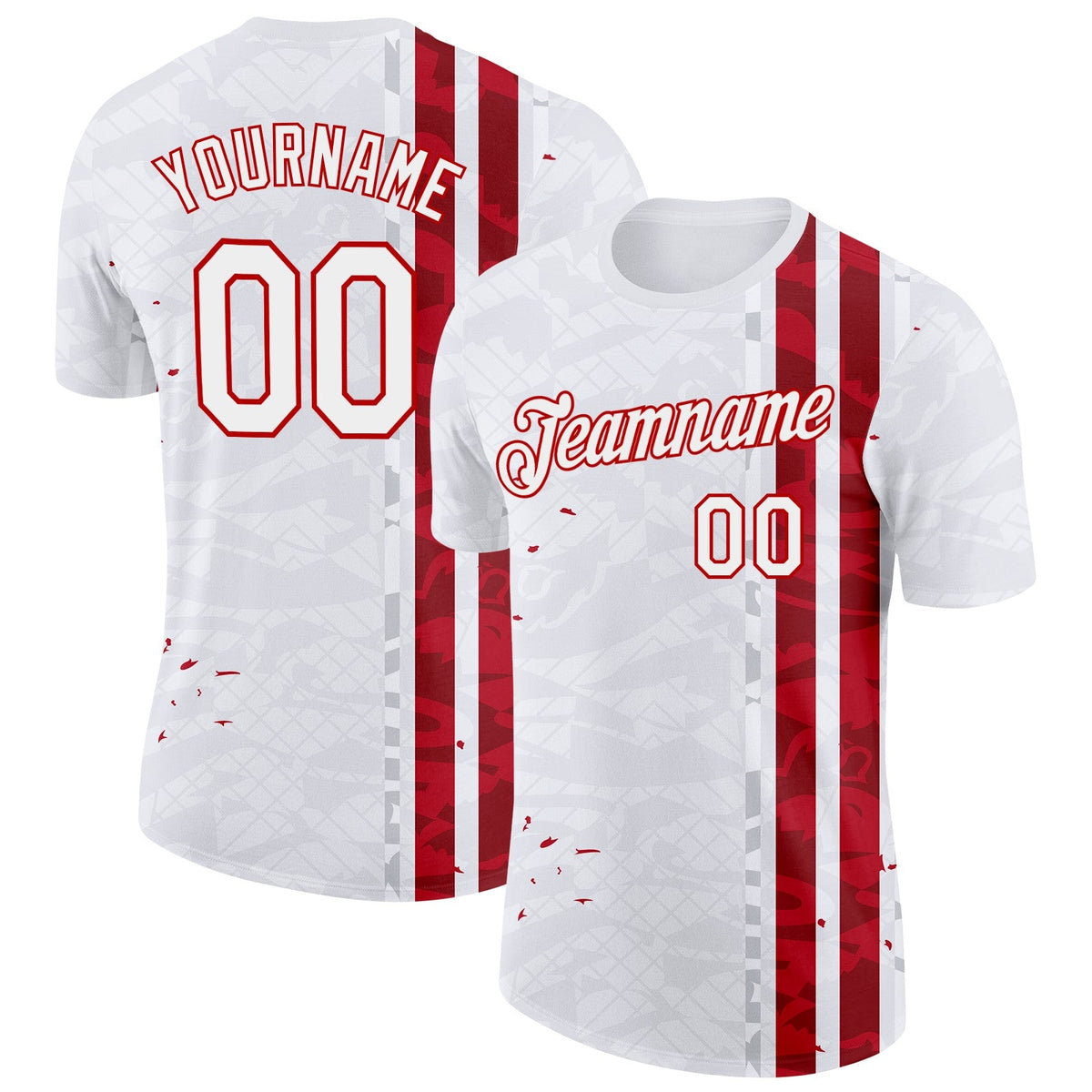 Custom White Red-Gray England Abstract Soccer Jersey Performance T-Shirt