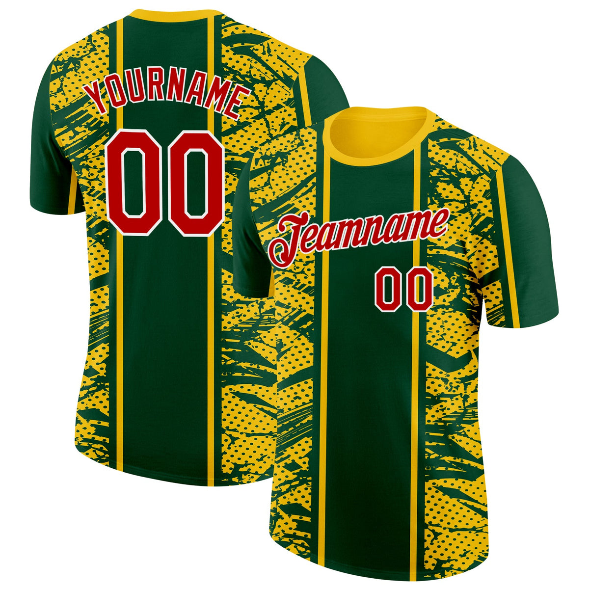 Custom Yellow Red Green-White Brazil Grunge Soccer Jersey Performance T-Shirt