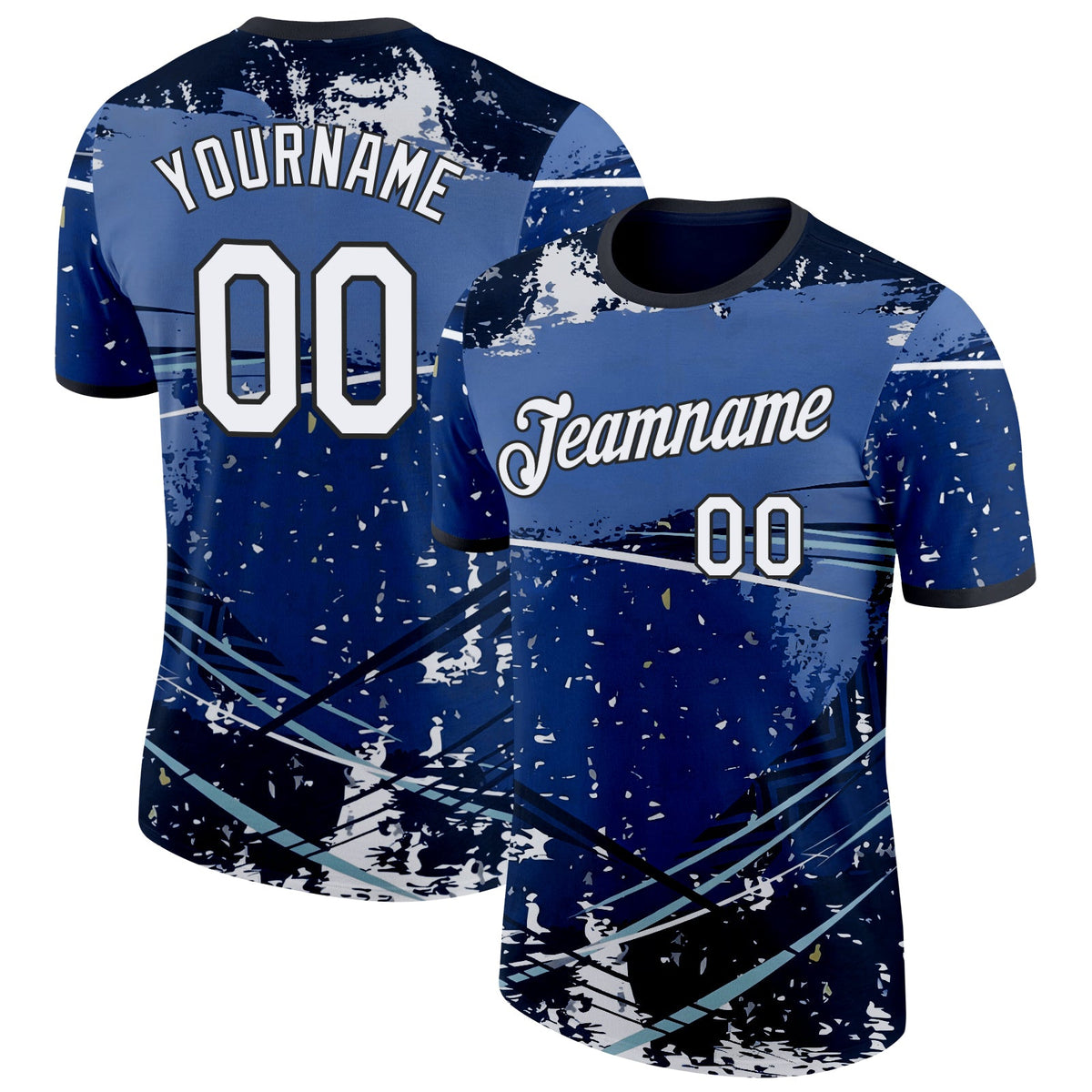Custom Blue White-Black Argentina Fragment And Line Soccer Jersey Performance T-Shirt