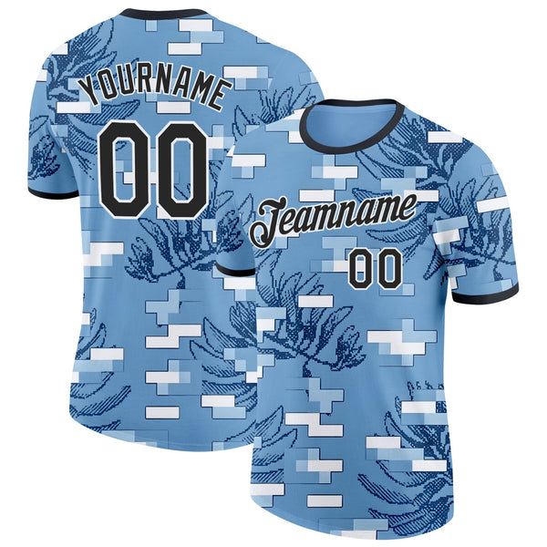 Custom Blue Black-White Argentina Ceibo Soccer Jersey Performance T-Shirt