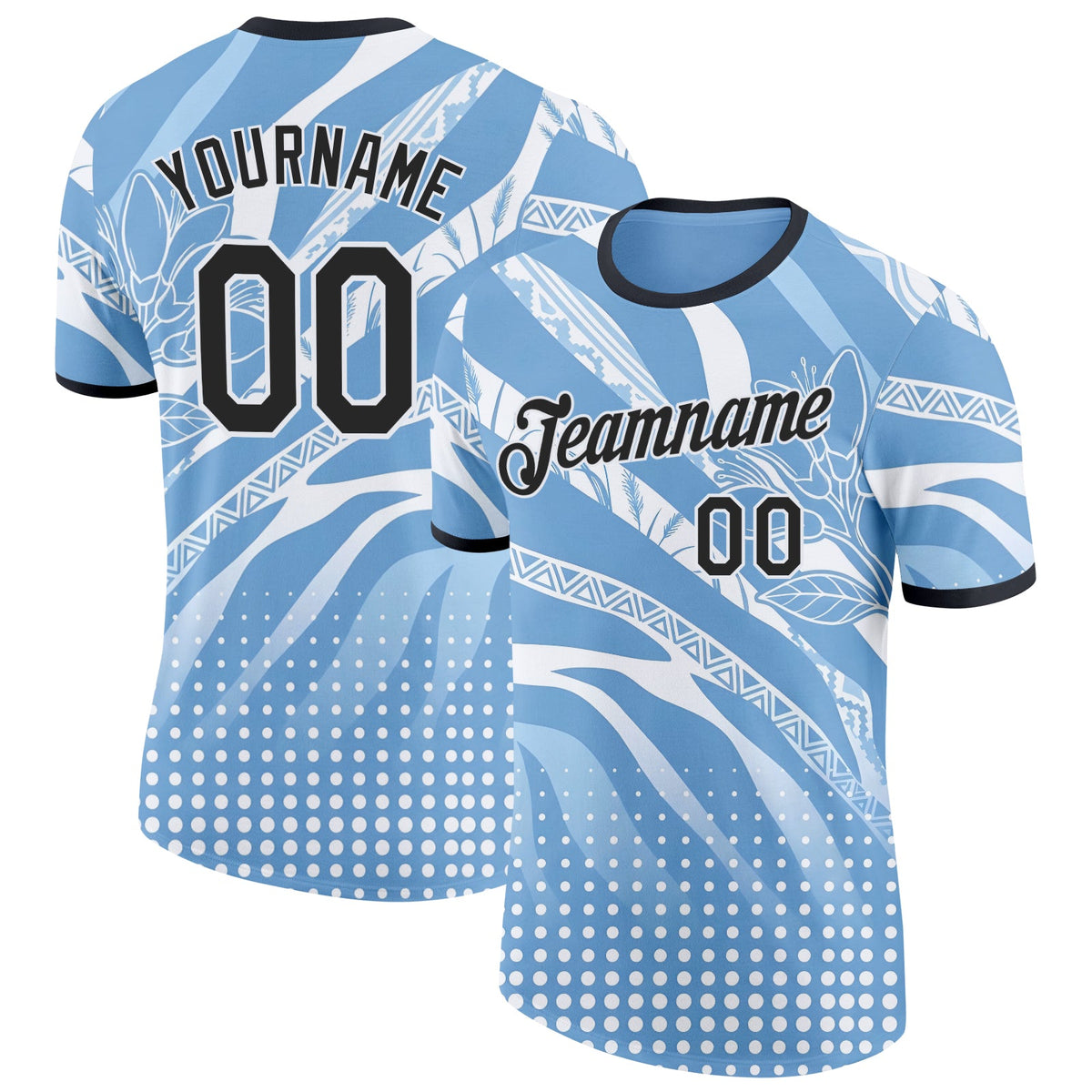 Custom Blue Black-White Argentina Ceibo Soccer Jersey Performance T-Shirt