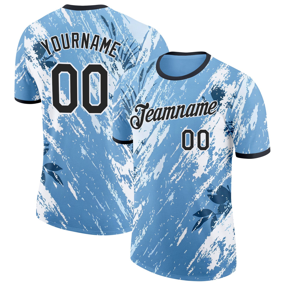 Custom Blue Black-White Argentina Splash Soccer Jersey Performance T-Shirt