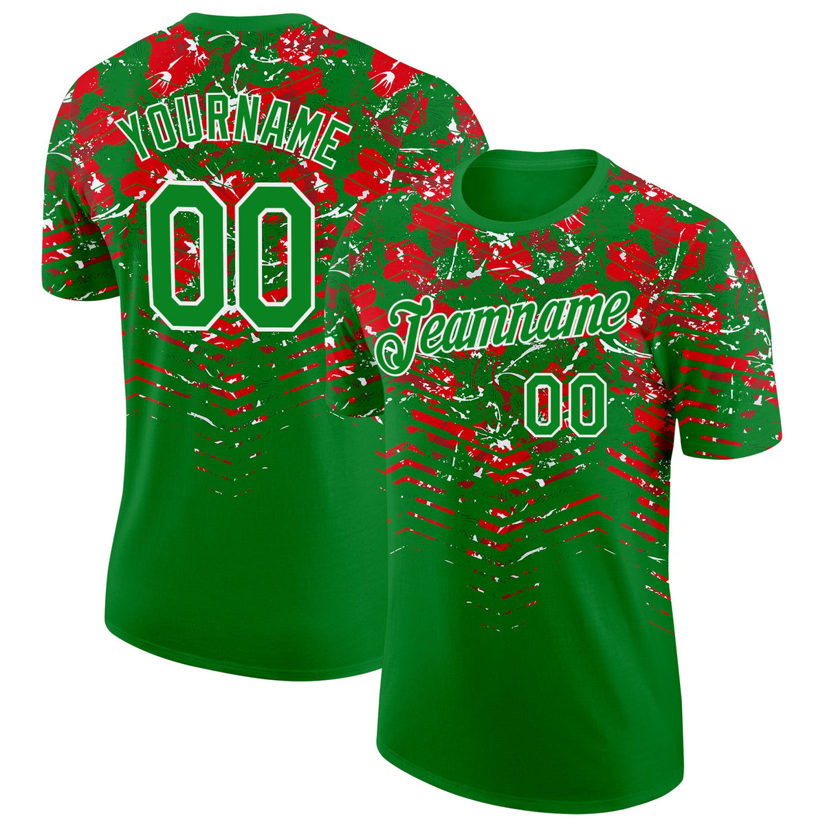 Custom Grass Green Red-White Portugal Splash Performance T-Shirt