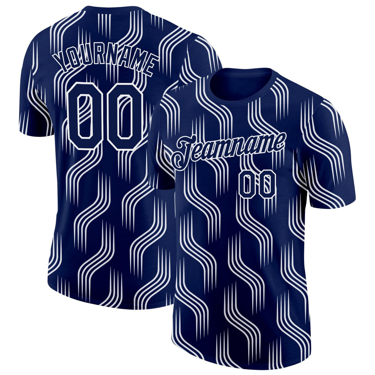 Custom Navy White Scotland Lines Performance T-Shirt