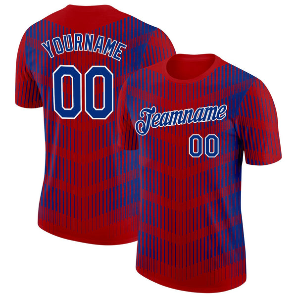 Custom Red Royal-White France Performance T-Shirt