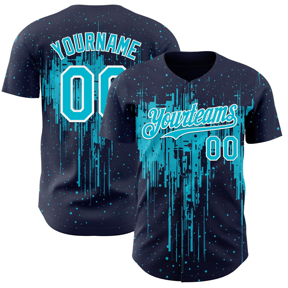 Custom Navy Lakes Blue-White Dripping Splatter Paint Authentic Baseball Jersey