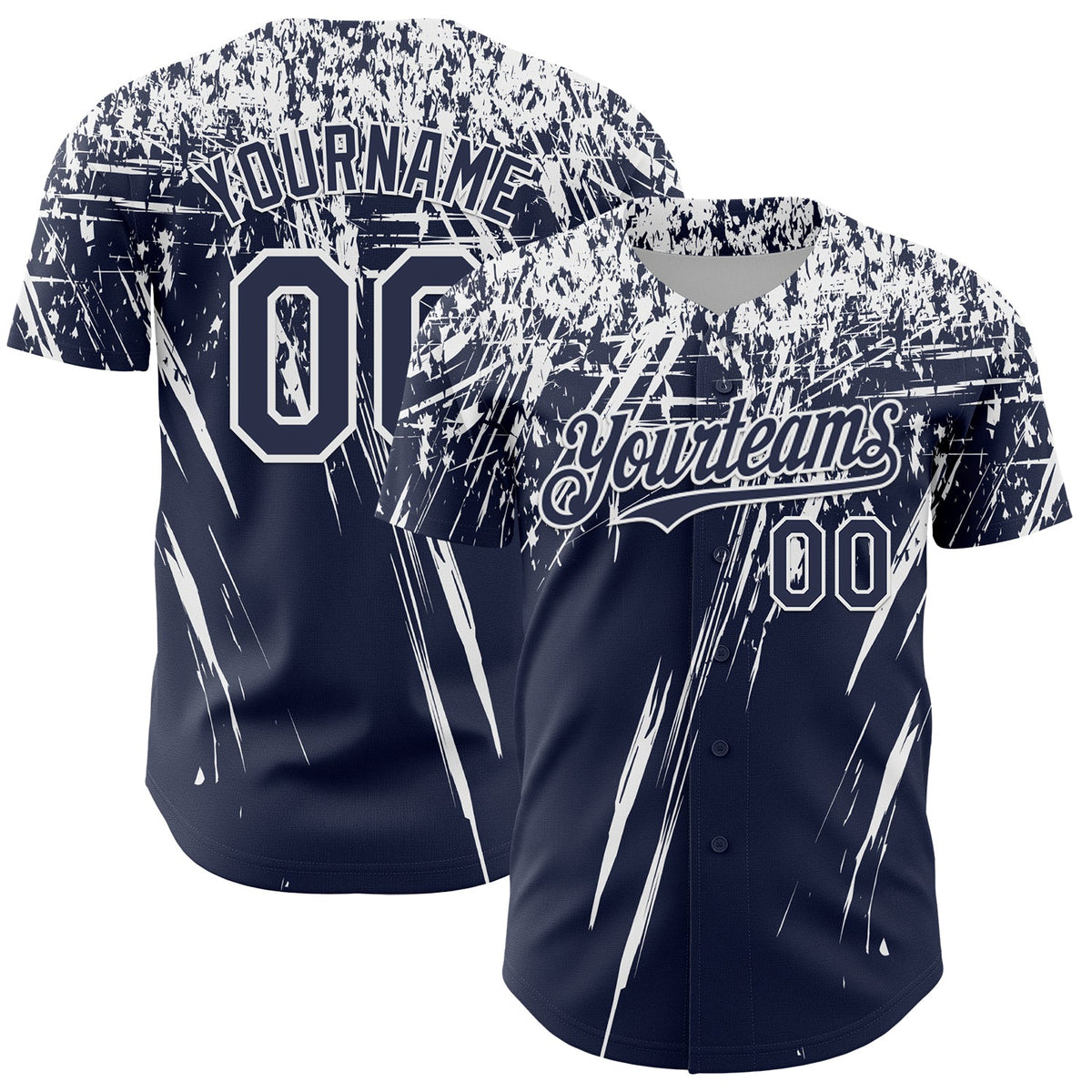 Custom Navy White Distressed Scratch Brush Stroke Authentic Baseball Jersey
