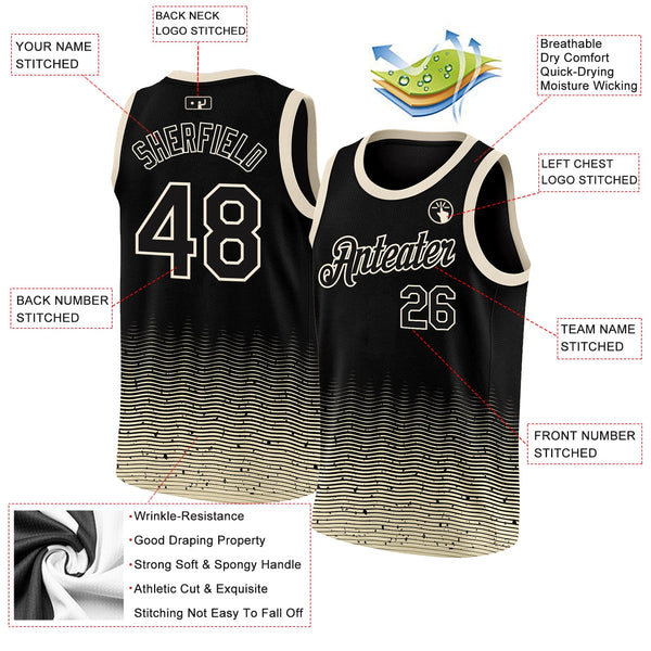 Custom Black Cream Fade Fashion Authentic City Edition Basketball Jersey alternate