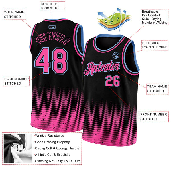 Custom Black Pink-Light Blue Fade Fashion Authentic City Edition Basketball Jersey alternate