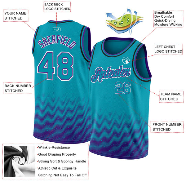 Custom Teal Purple-White Fade Fashion Authentic City Edition Basketball Jersey alternate