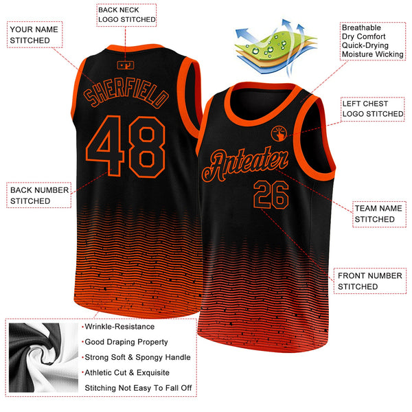 Custom Black Orange Fade Fashion Authentic City Edition Basketball Jersey alternate