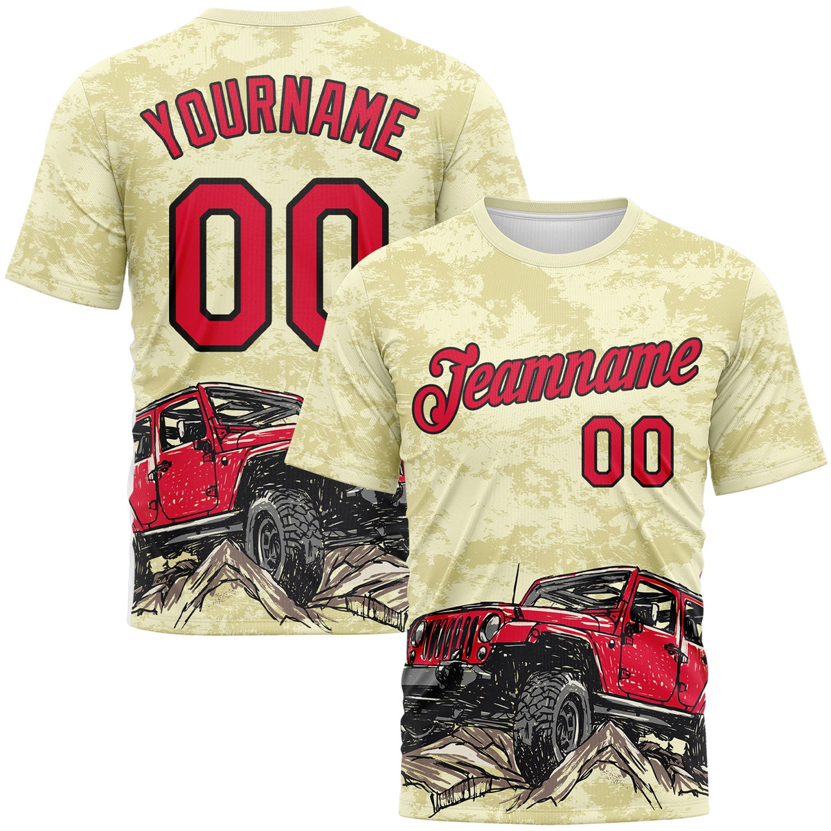 Custom City Cream Red-Black Concept Adventure Off Road Performance T-Shirt