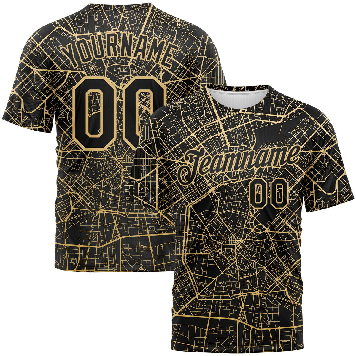 Custom Black-City Cream City Street Map Urban Grid Performance T-Shirt