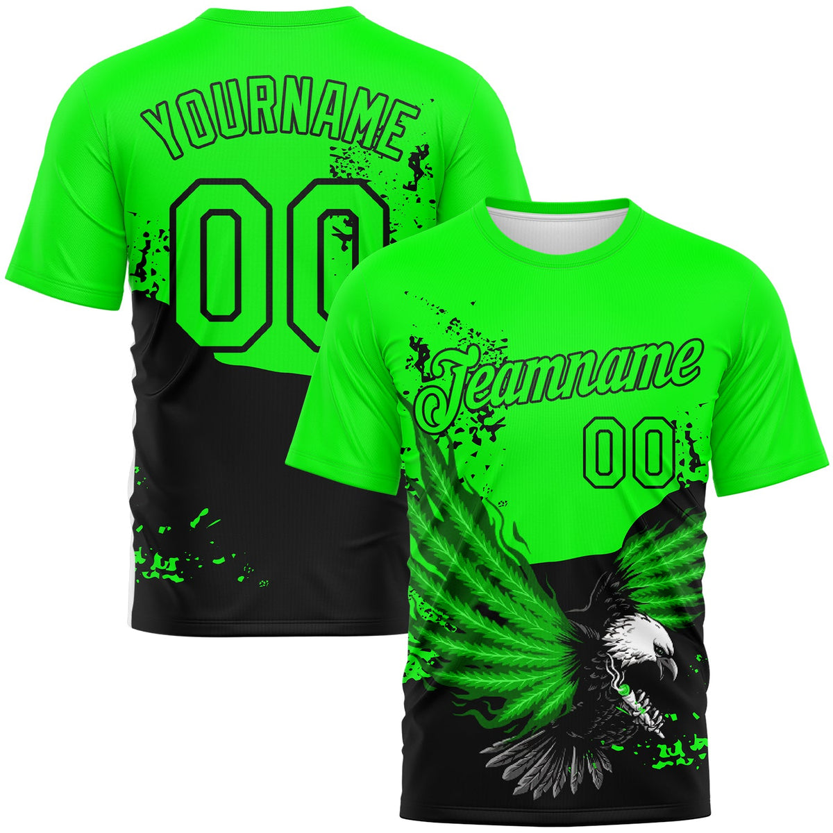 Custom Aurora Green-Black Aguila Eagle Performance T-Shirt