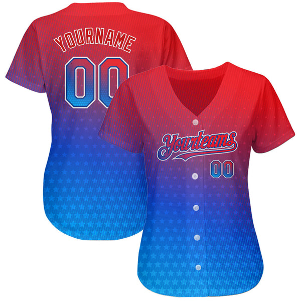 Custom Red Royal-White 3D American Flag Fashion Authentic Baseball Jersey alternate