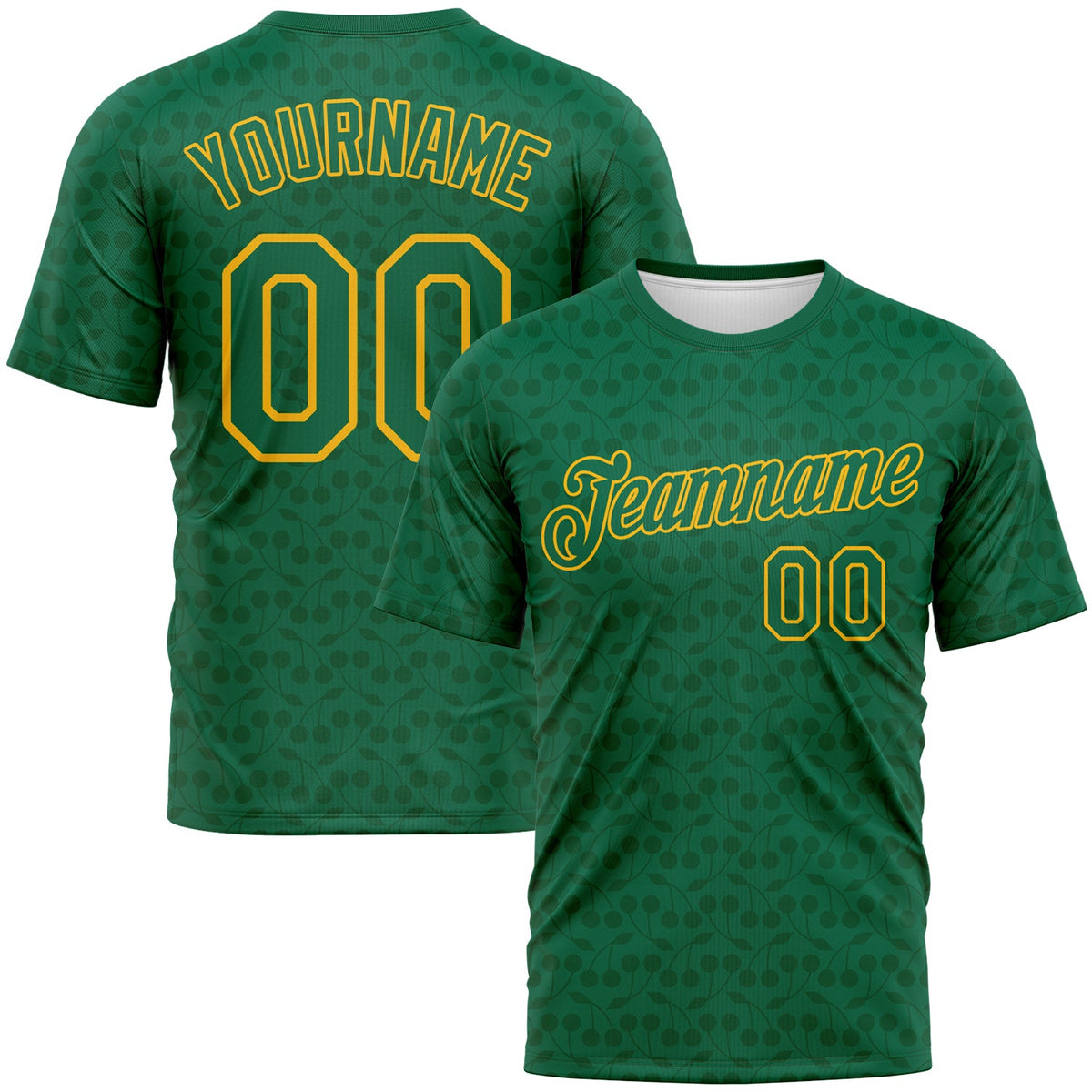 Custom Kelly Green-Gold Tone-on-Tone Minimalist Sytle Performance T-Shirt
