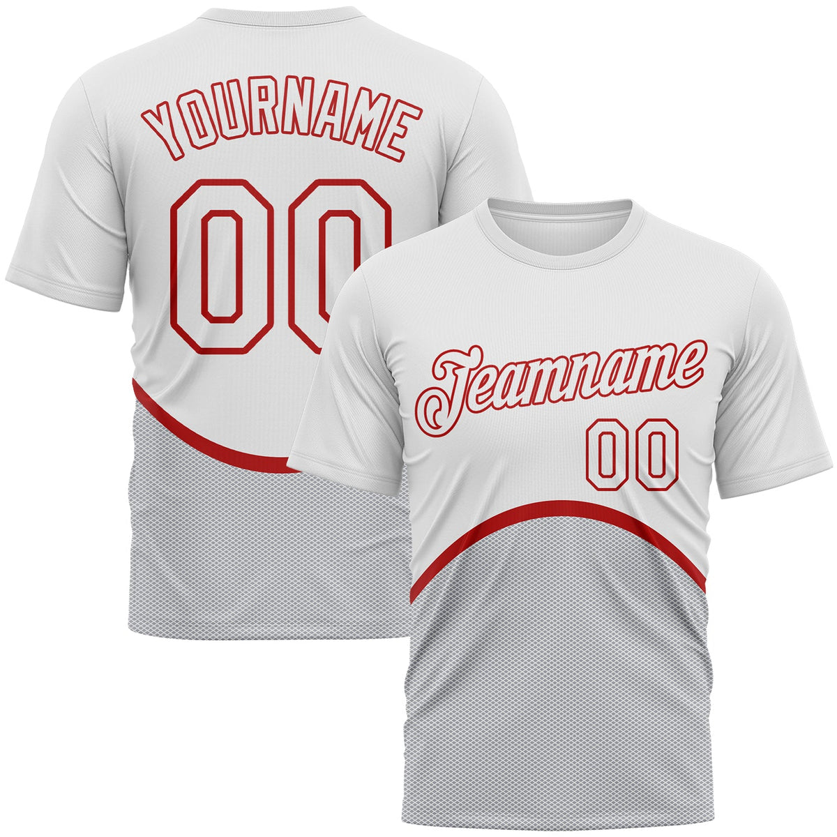 Custom White Gray-Red Retro Design Performance T-Shirt