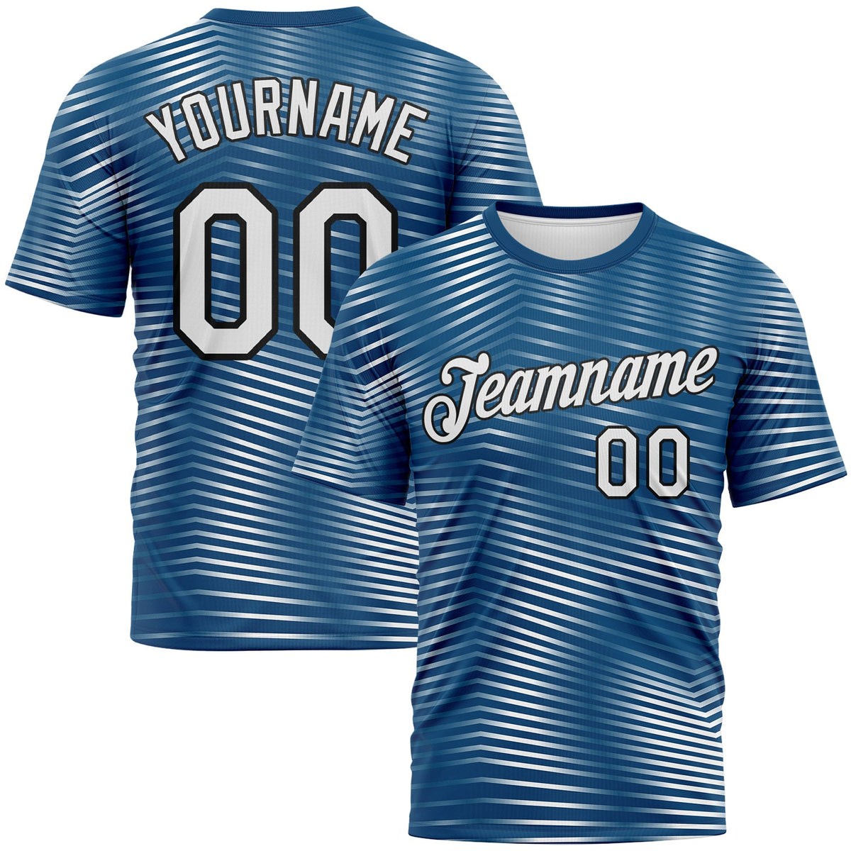 Custom Panther Blue White-Black Motion Stripe Morden Wave Performance T-Shirt