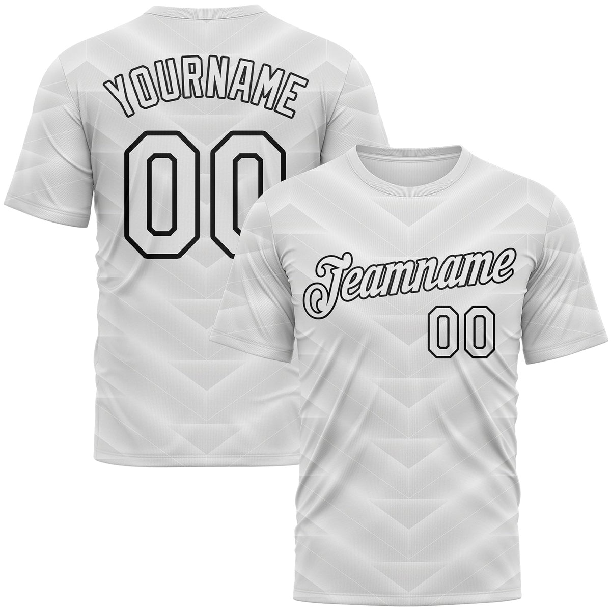 Custom White-Black Geometric Chevron Texture Performance T-Shirt