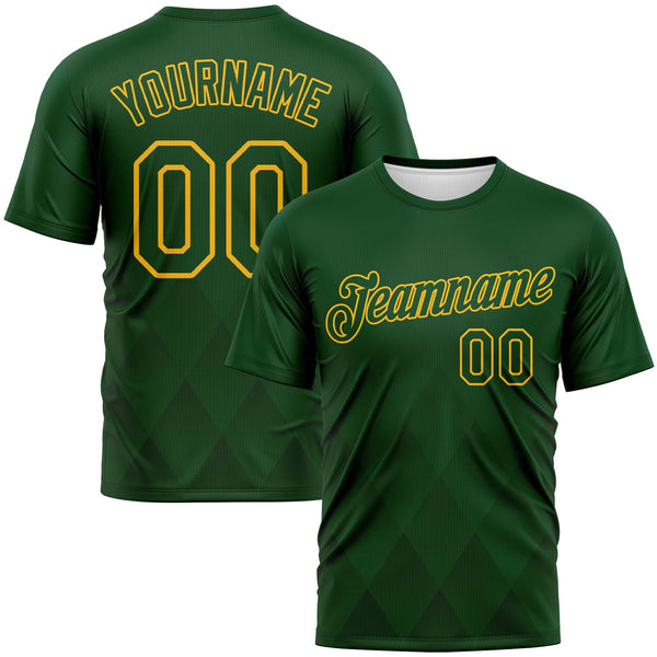Custom Green-Gold Diamond Vintage Argyle Performance T-Shirt